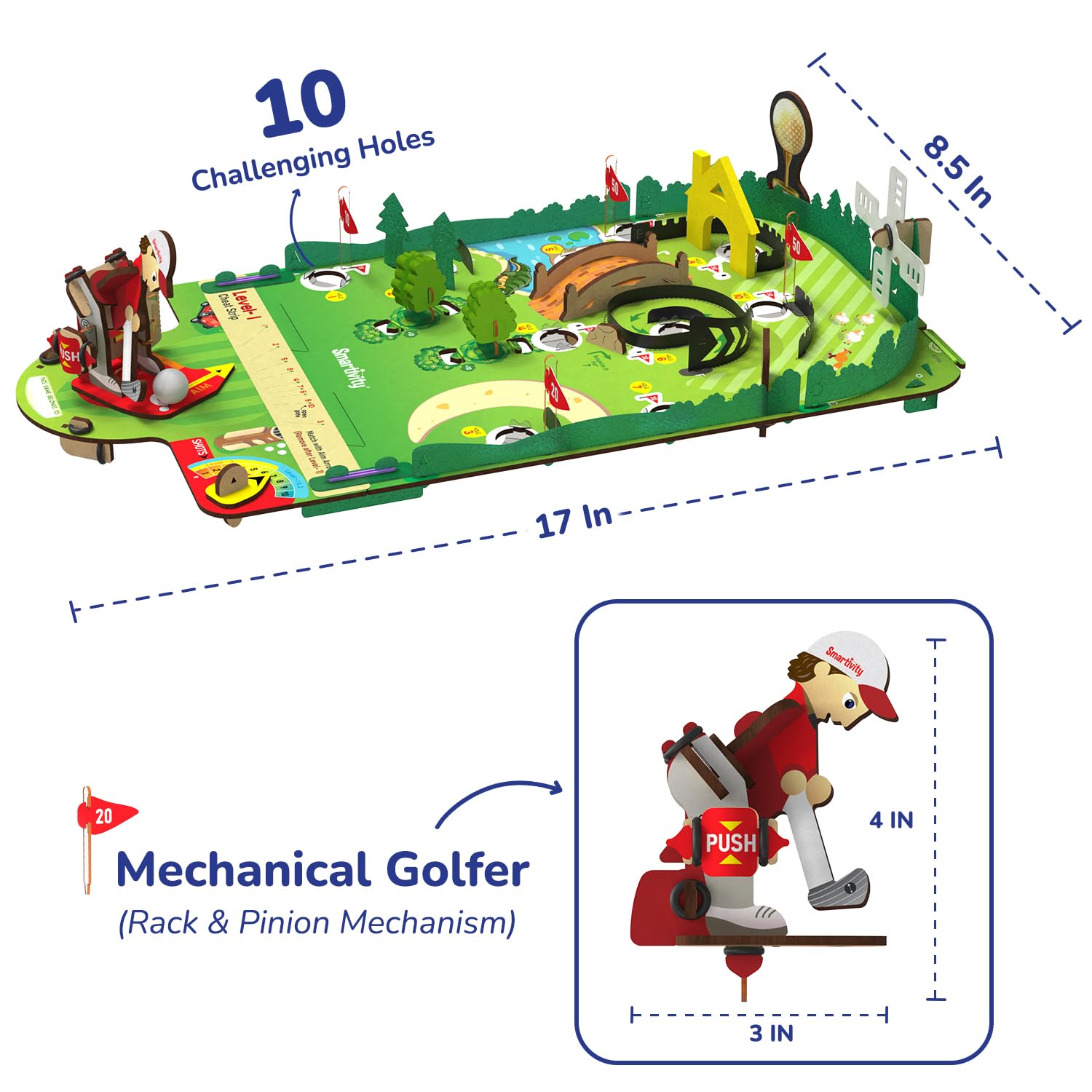 Smartivity Jeu de table de mini golf pour enfants de 6 à 12 ans, cadeaux d'anniversaire pour garçons et filles, jouet scientifique à faire soi-même pour enfants de 6, 7, 8, 9, 10, 11, 12, 13, 12 ans