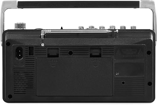 Miniatura 8 de Victrola VBB-25-SLV Mini Bluetooth Boombox con reproductor de casete, grabadora y radio AMFM, plateado