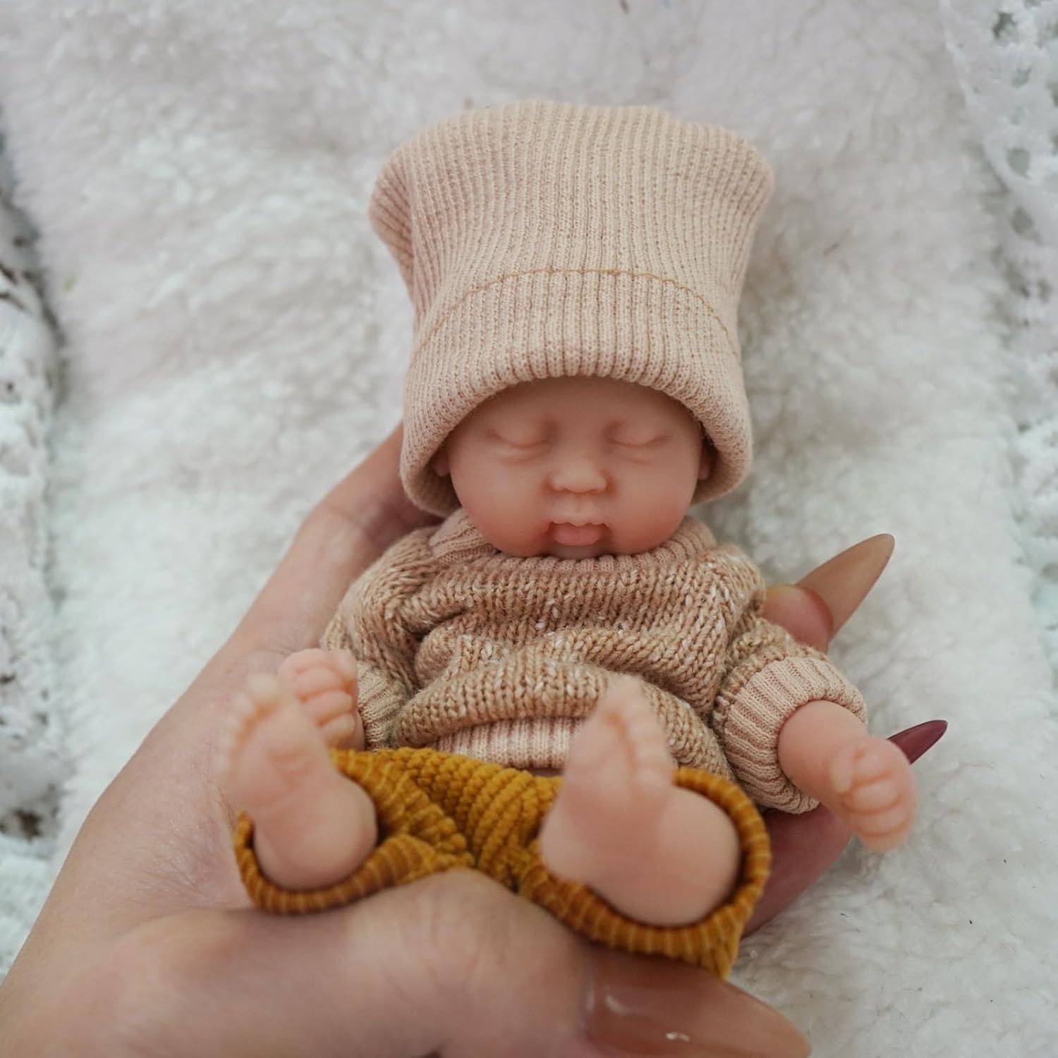 Newtotlove 6 Inch Mini Silicone Baby Boy, Silicone Full Body Baby Soft Skin Realistic Newborn Baby Dolls Real Life Tiny Baby Doll with Clothes Accessories