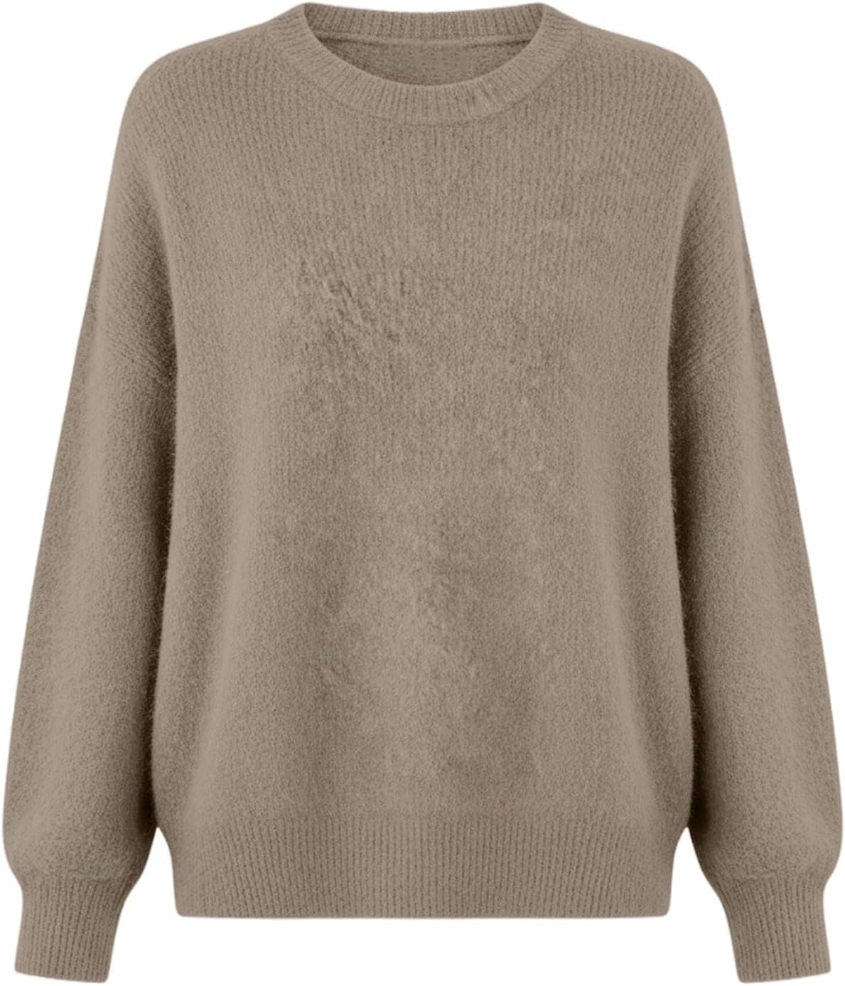 Womens Long Sleeve Knit Sweaters, Solid Casual Pullover Tops for Winter, Versatile Round Neck Lightweight Blouses
