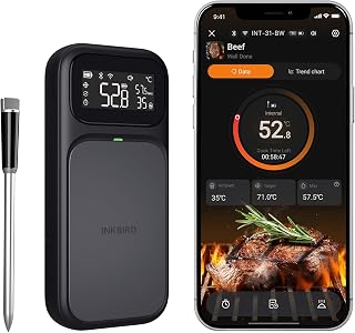 INKBIRD Meat Thermometer with Dual Connection 5G WiFi and Bluetooth 5.4, Multi-Sensor Probe, Temperature Alarm and Cooking Indicator