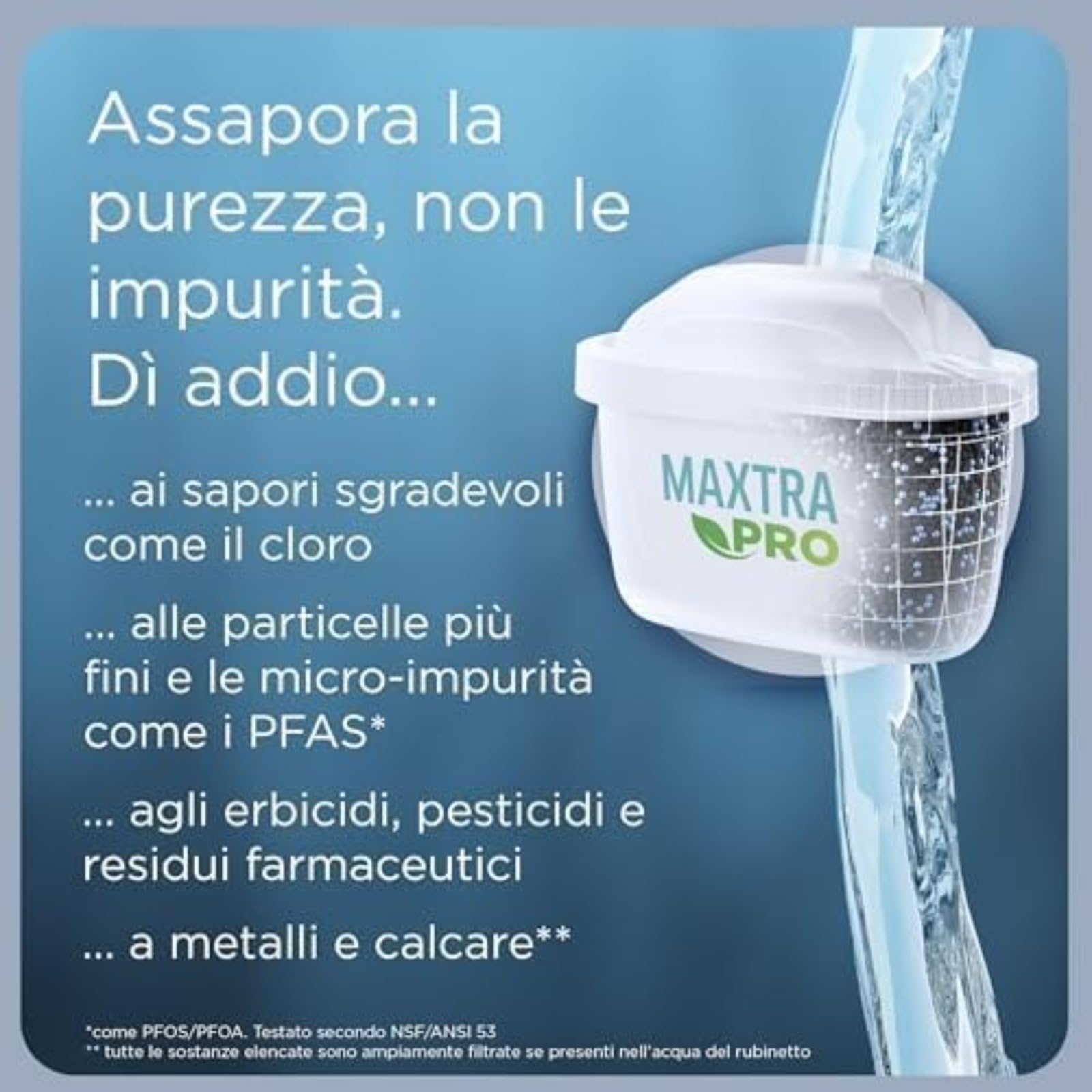Filtro de agua potable, reduce cloro, sarro, PFAS y metales, compatible con botellas de agua con filtro, 1 caja (6 unidades)