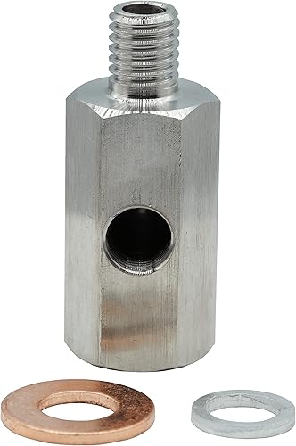 Miniatura 1 de M10 Sensor de presión de aceite Adaptador en T Turbo Suministro Línea de Alimentación Calibre M10x1.5 Hembra a M10 x 1.5 Macho con 18 NPT Puerto