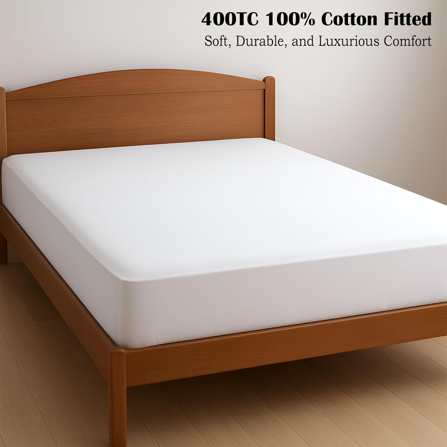 Luxury 100% Cotton King Fitted Sheet - Soft & Wrinkle Free - Sateen Weave All-Around Elastic Fit Sheet - Hotel Quality Snug Fit Bottom Sheet Fit Up to 15" Deep One Bottom Sheet Only - White