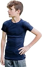 Fun and Function Ribbed Hug Tee - Short Sleeve, Gentle Compression Shirt for Boys & Girls - Sensory Shirt, Navy