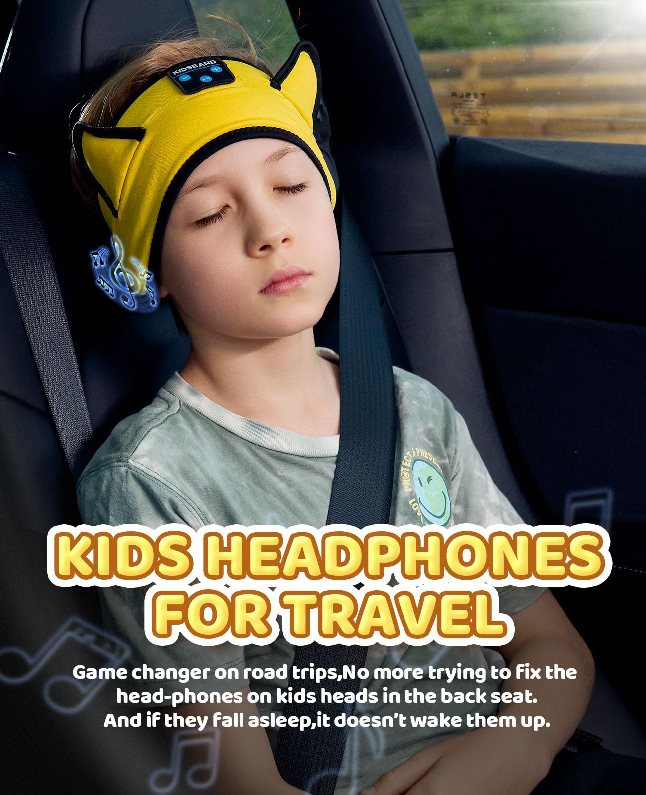 Diadema de auriculares para niños pequeños, bebés y niños, reproducción inalámbrica con Bluetooth, conector de 3,5 mm, ajuste cómodo, sin presión en las orejas, volumen seguro limitado, ajustable para