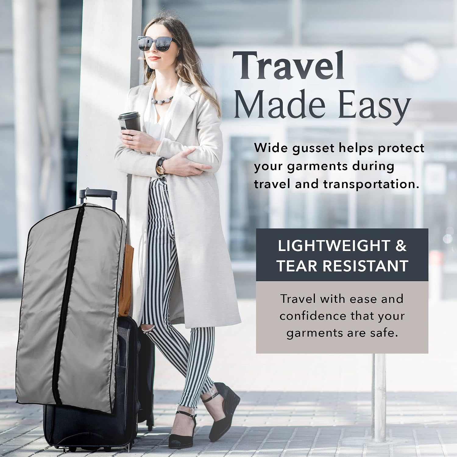 45" Fur Coat Cotton Garment Bags for Travel & Hanging Clothes (Grey) - Suit Covers Garment Bag for Men & Women Dress Bag - Closet Storage Suit Bag, Dress Bags, Coat Storage