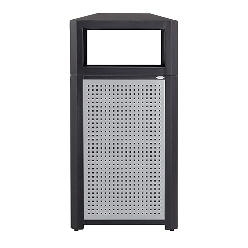 Vista 8 de Safco Products Evos - Bote de basura para exteriores e interiores con panel de acero galvanizado perforado, 15 galones, color negro