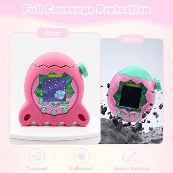 Silicone Case for Tamagotchi Paradise with Detachable Top Cover, Full-Body Protective Cover with Stand-Up Base, Screen Protector, Lanyard & Cleaning Kit, Jade Forest/Blue Water/Pink Land/Purple Sky