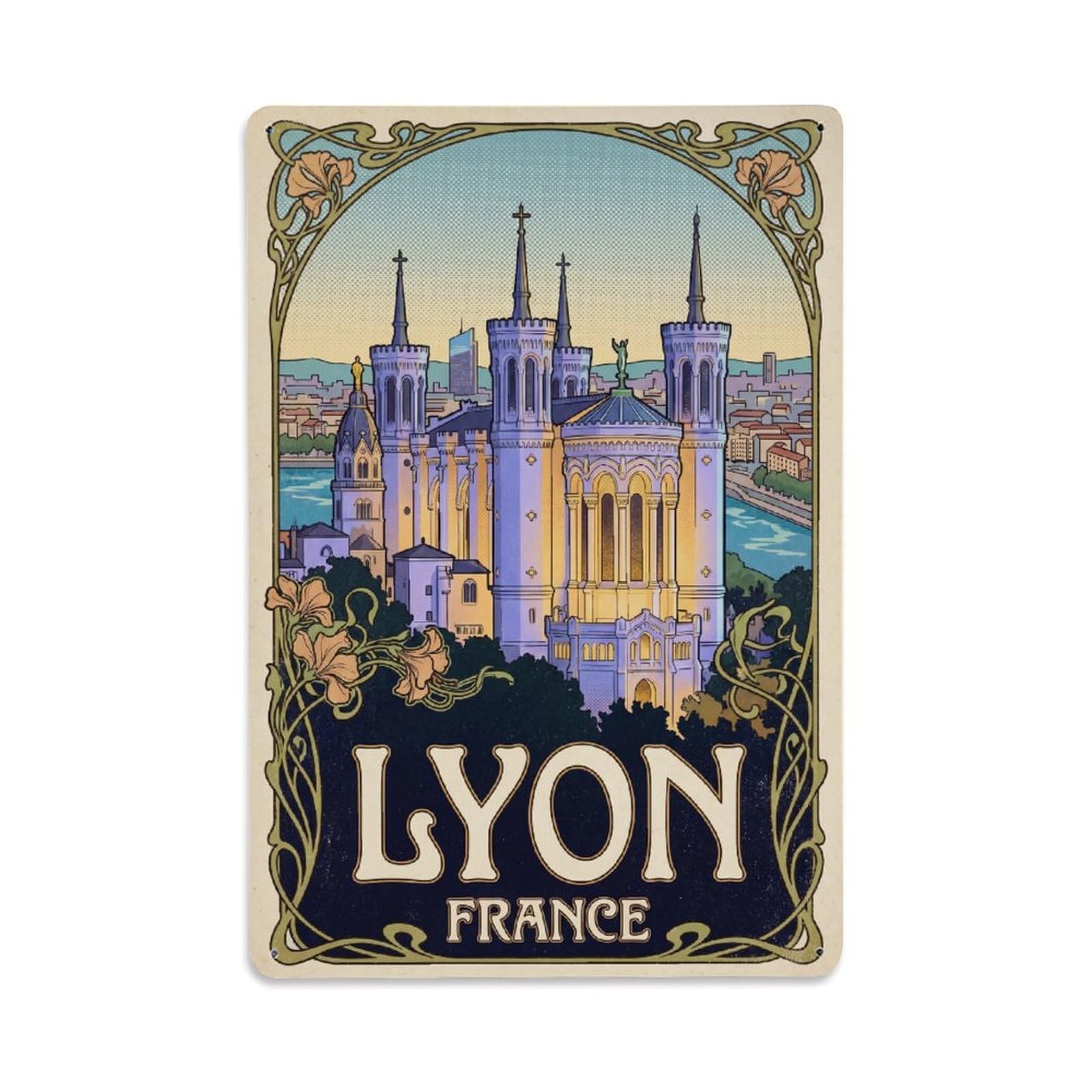 Travel Retro France Lyon Metal Tin Sign