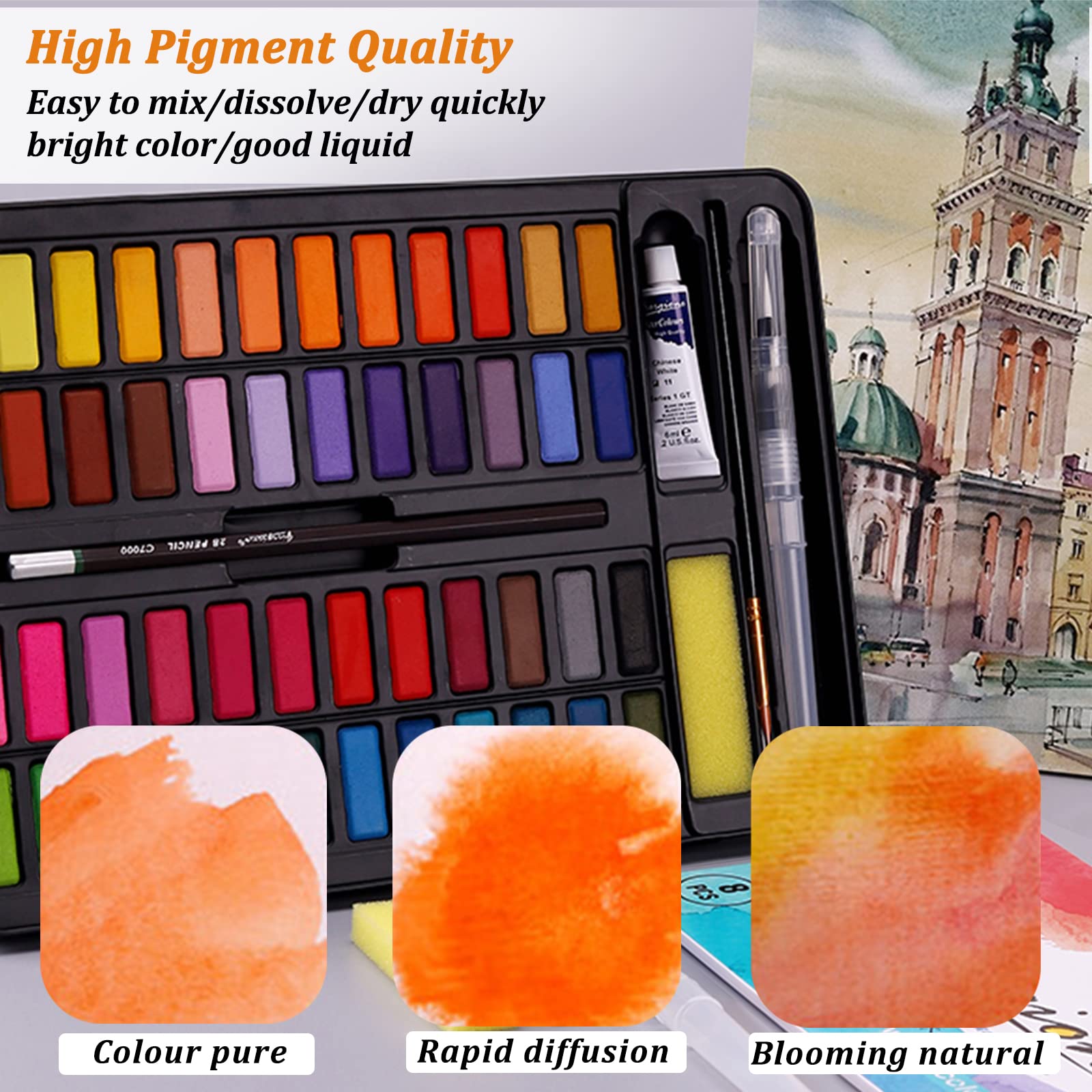 Set De Peinture Aquarelle 100 Couleurs - Coffret Complet Pour Enfants, Débutants Et Professionnels