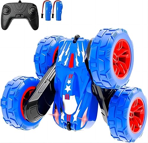 SoloGood STEMTRON - Coche de acrobacias a control remoto de 2.4 GHz, 4 WD, doble cara, rotación de 360, con luces, vehículo, camión, exterior,