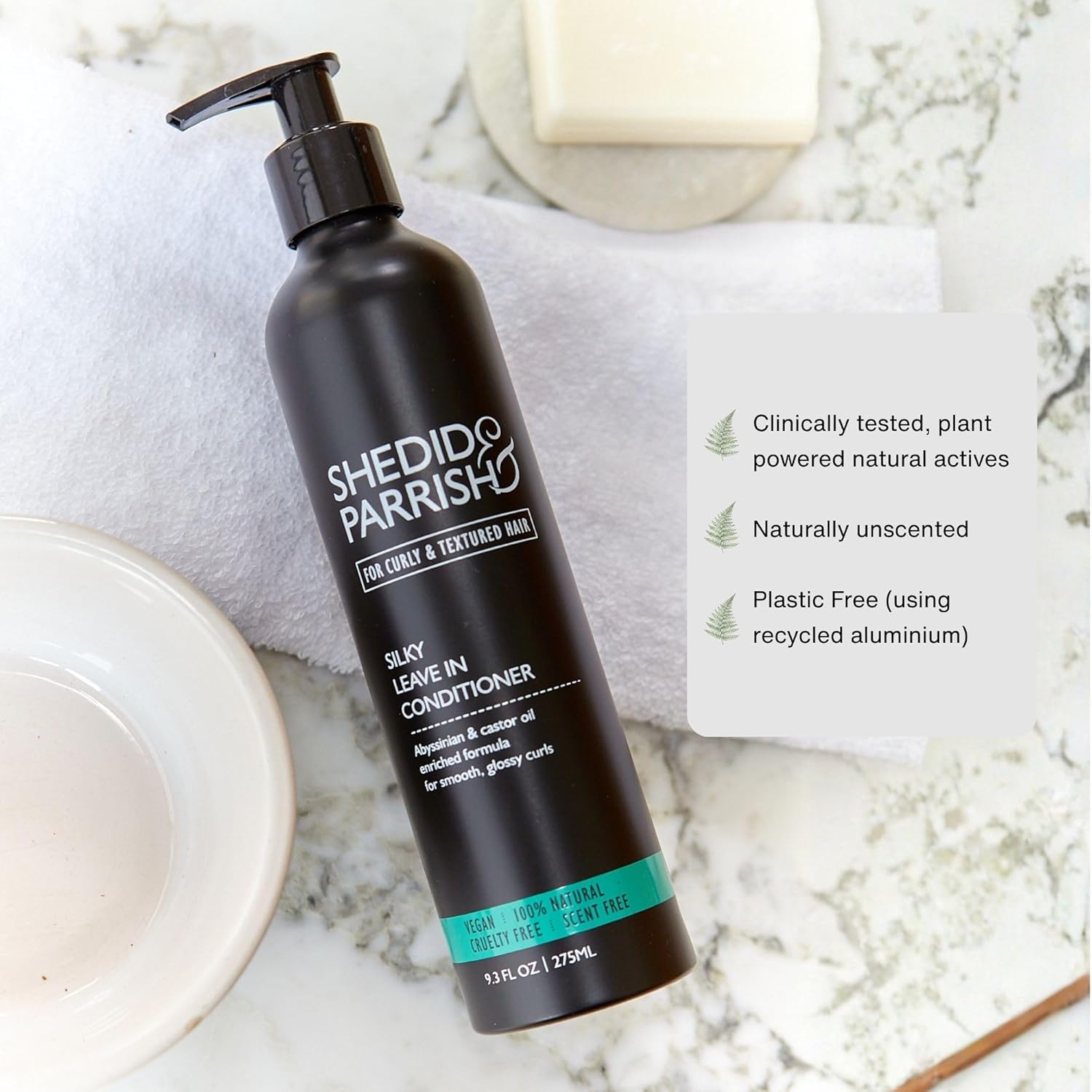 Travel Size | Shedid & Parrish Silky Leave In Conditioner | 100% Natural | Curl detangler and styling enhancer for curly, coily & wavy hair | 75ml recycled Aluminium bottle