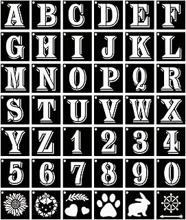 3 Inch Letter Stencils Symbol Numbers Craft Stencils, 42 Pcs Reusable Plastic Alphabet Templates for Painting on Wood, Wall, Fabric, Rock, Glass,Chalkboard, Signage, DIY Art Projects