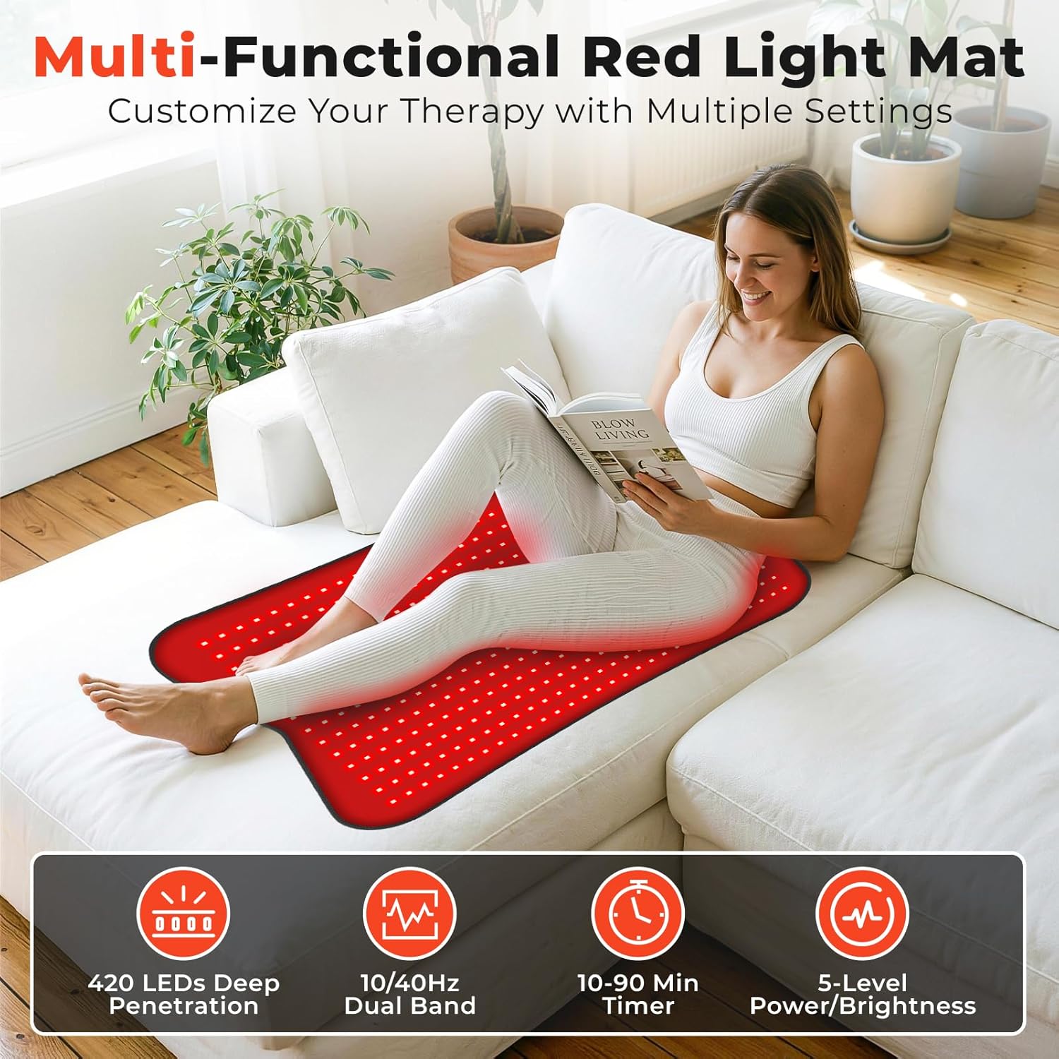 Red Light Therapy Mat for Body, 31.5''×24'' Red Light Pad 660nm&850nm Red Light Wrap with 420 LEDs, Timer, Remote, for Muscle Relaxation &Skin Care, Suit for Back, Neck, Shoulder, Waist, Full Body Use