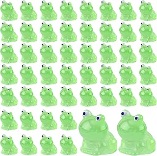 50pcs Mini Resin Luminous Frogs, Cute Tiny Glow in The Dark Miniature Glowing Ornaments for Garden Decoration Crafts (Green)