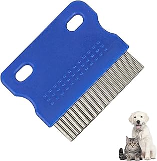 Cat Dog Flea Comb, Pet Comb Stainless Steel Lice Comb, Pet Dogs Cats Care Tool, Pet Tear Stain Remover Combs, Pet Care Comb (Blue) product image