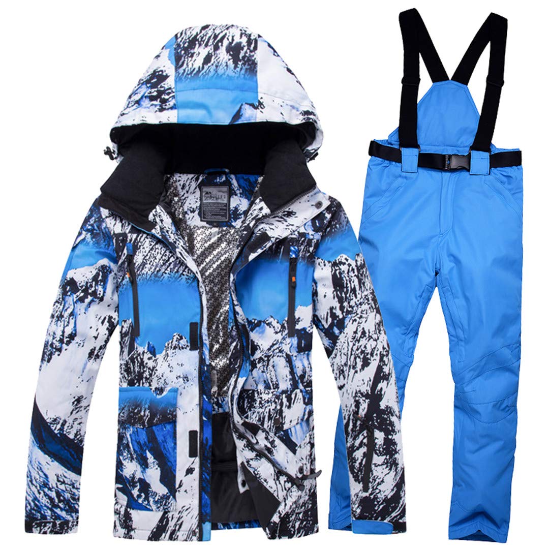 Saeohnssty Męski kombinezon narciarski wodoodporny oddychający wiatroszczelny outdoorowy odzież sportowa narciarstwo kurtka snowboardowa spodnie XS i fluorescencyjny M