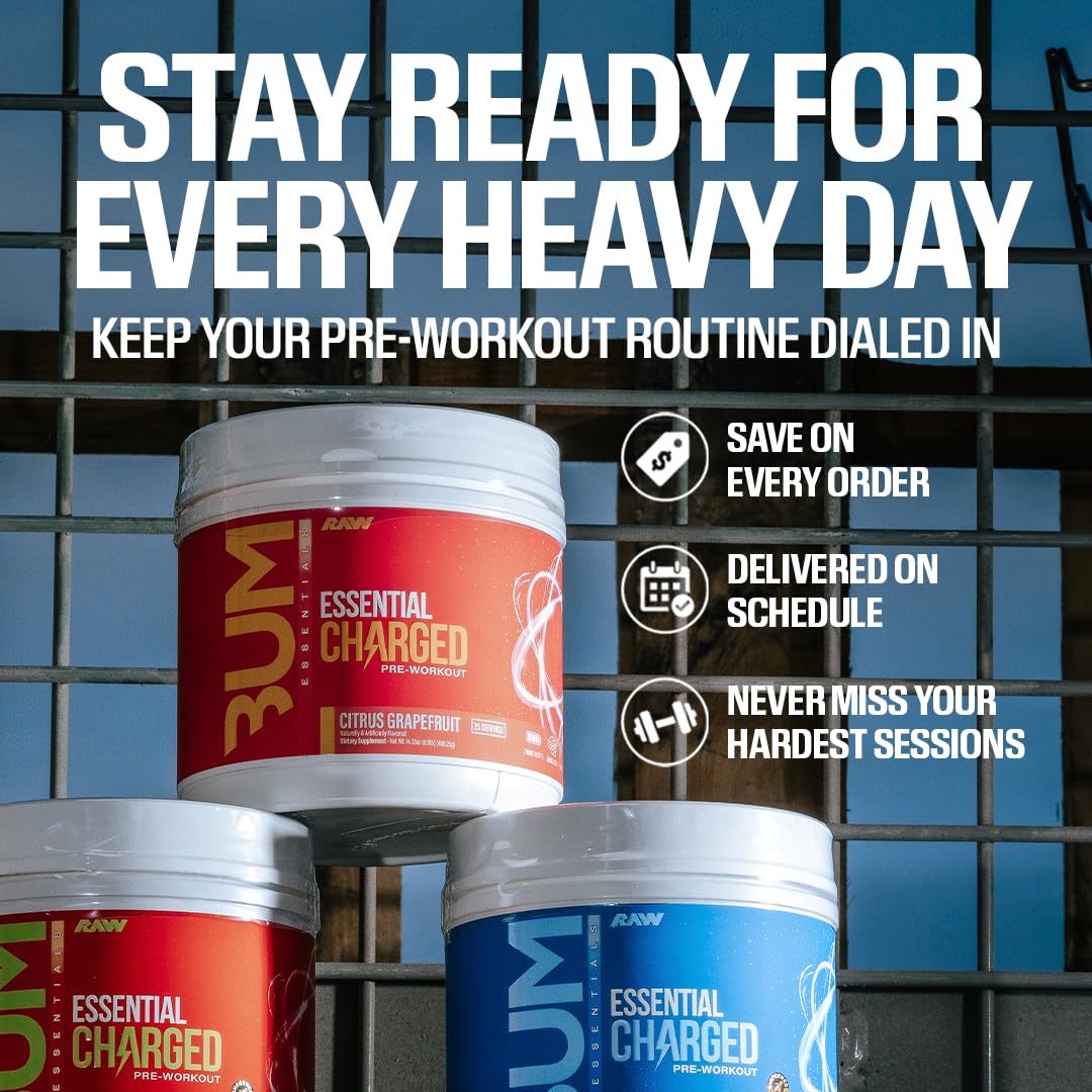 RAW Pre-Workout Powder, Essential CHARGED (Sour Watermelon) - Preworkout Supplement for Men & Women - Supports Focus, Mood & Performance - Caffeine, Alpha-GPC, L-Citrulline, Beta Alanine (25 Servings) — Amazon image 7