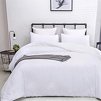 Vista 28 de Luxlovery - Juego de edredón azul neblina, tamaño matrimonial, minimalista, azul polvoriento, edredones de algodón suaves y transpirables, azul