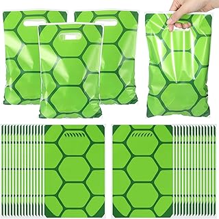 Eccliy 30 Pcs Birthday Party Favors Bags Cartoon Candy Gift Bags for Theme Party Decorations Goodie Supplies (Green Turtle)