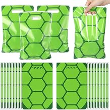Eccliy 30 Pcs Turtle Goodie Bags Green Party Bags with Handles Theme