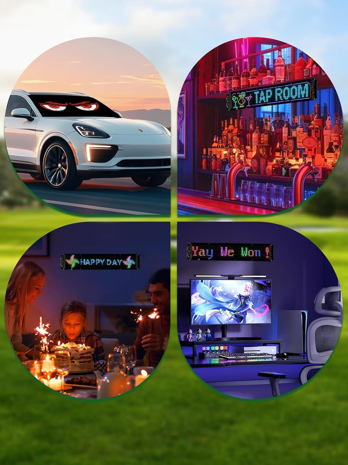 24 "* 5" Golf Cart Devil Eyes Light Sign,LED Sign for Store, Programmable Flexible LED Matrix Panel with APP and Remote Control,Pre-Made Animations & Customizable