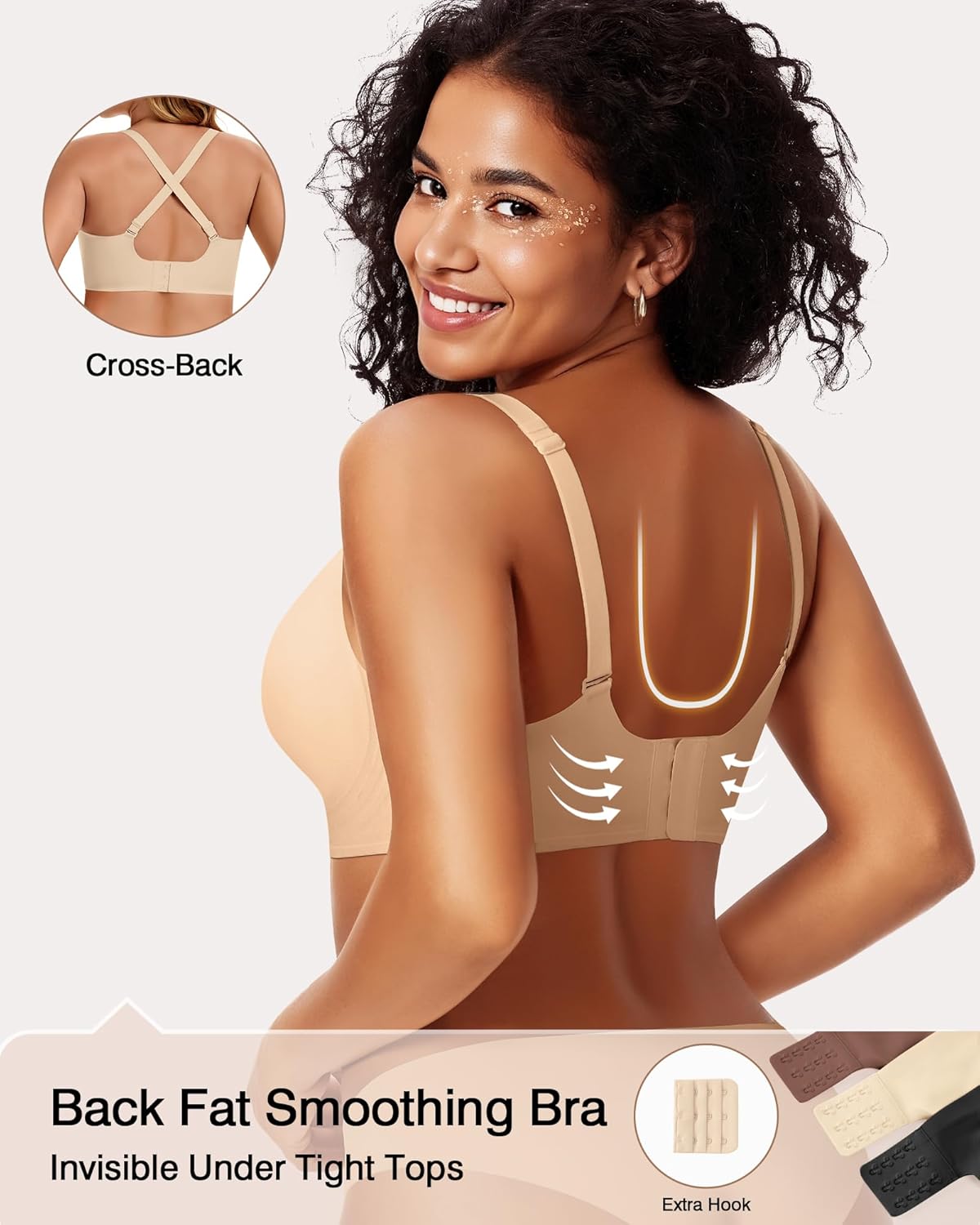 Womens Deep V Jelly Wireless Bras No Underwire Seamless Push Up Full Coverage Support Lift Plunge Tshirt Bralette - Image 5