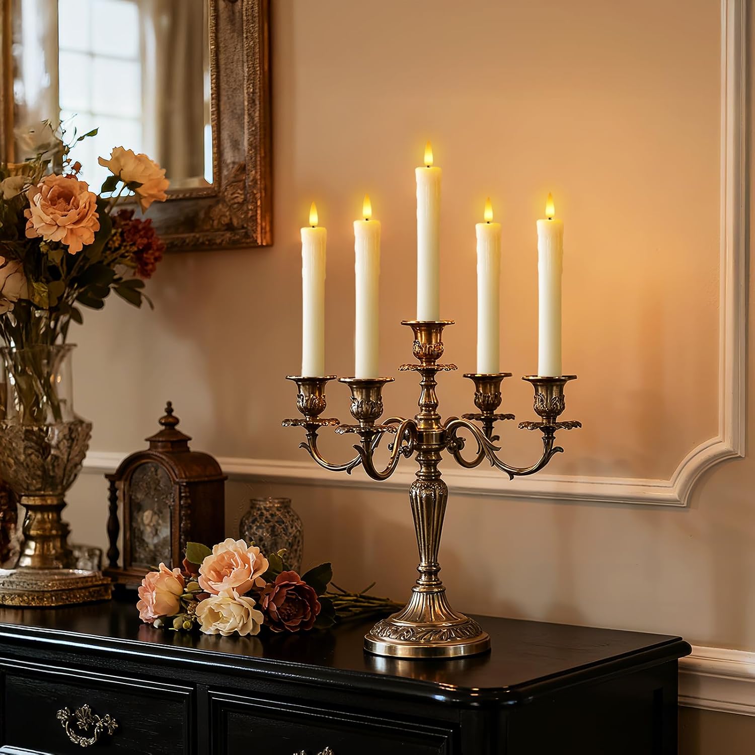 7 Inches Dripless Flameless Taper Candles with Remote Timer Dimmer, Real Wax Battery Candlesticks, 3D Flame Fake Candlesticks for Home Wedding Christmas Decor, Ivory, 6 Pcs