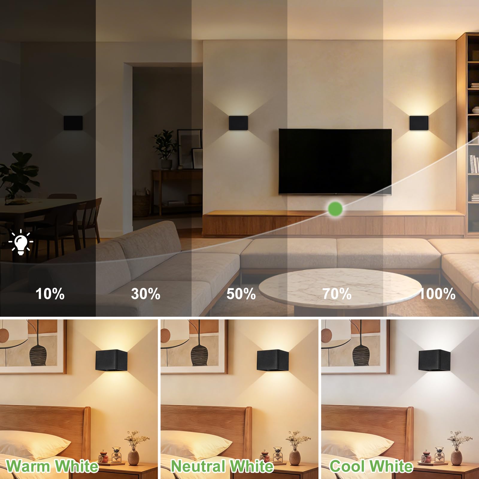 Kimjo Negro Aplique Pared Interior sin Cable, Lámparas de Pared LED Recargable con Sensor de Movimiento y Control Remoto, Luz de Pared Moderna con Función de Temporizador para Escaleras y Pasillos