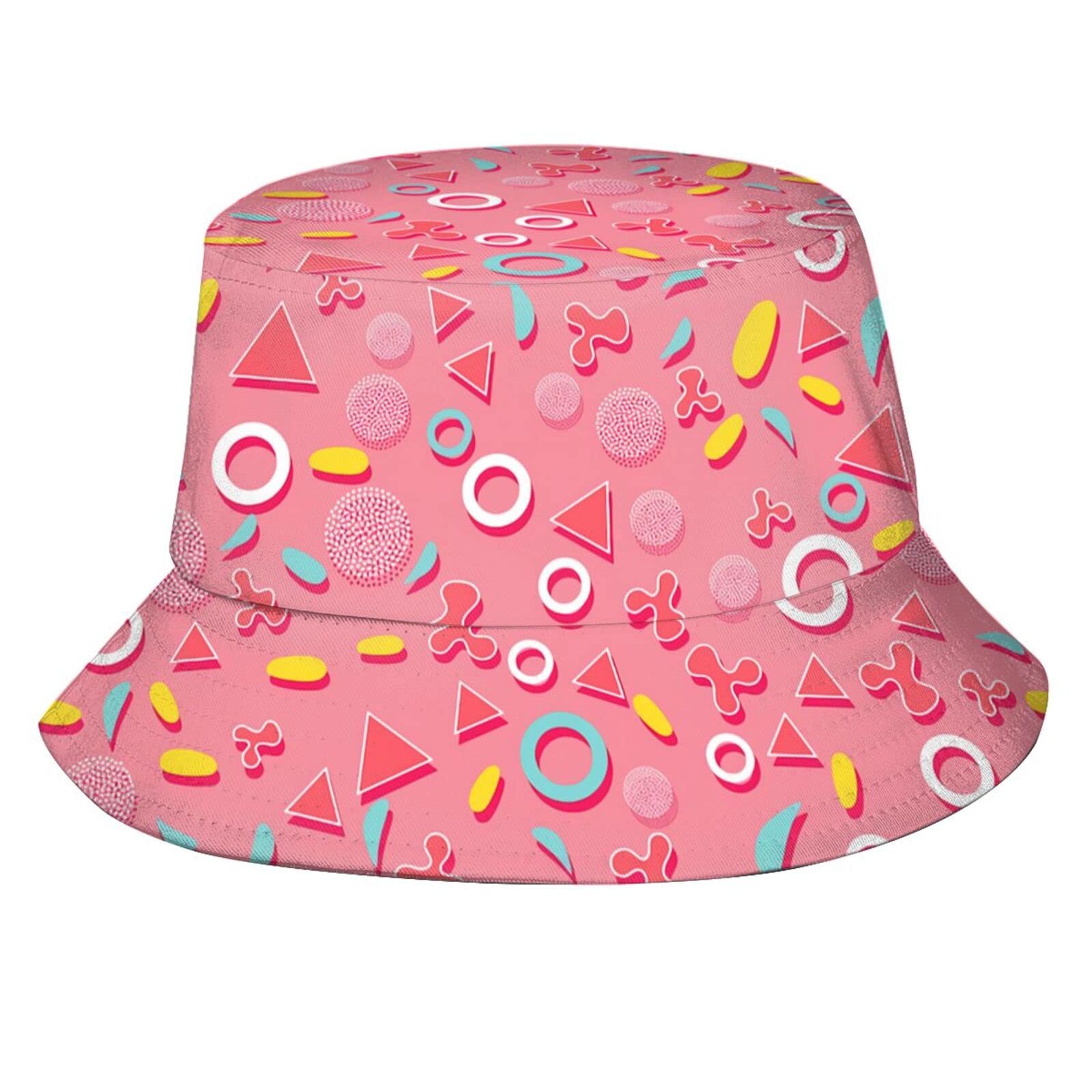 Retro Geometric Pattern 80-90s Style Print Bucket Hat for Men Women Teens,for Travel Beach Sun Fishing Golf Boonie Hats - One Size 90s-b1