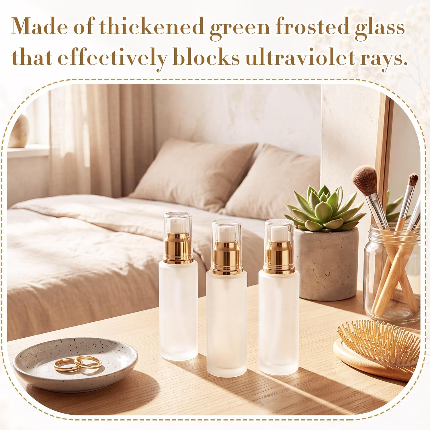 2 Oz/ 60 ml 12 Pcs Frosted Glass Travel Lotion Pump Comestic Bottles
