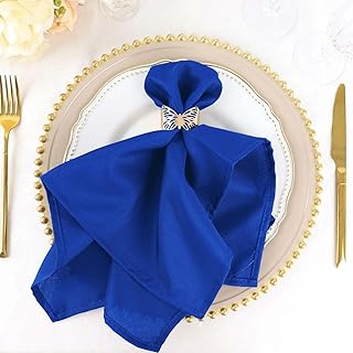 Efavormart Cloth Napkins Set of 100, 20x20 Inch Royal Blue Seamless Dinner Napkins, Washable Linen Table Napkin Cloth with Hemmed Edges for Weddings, Party and Banquet