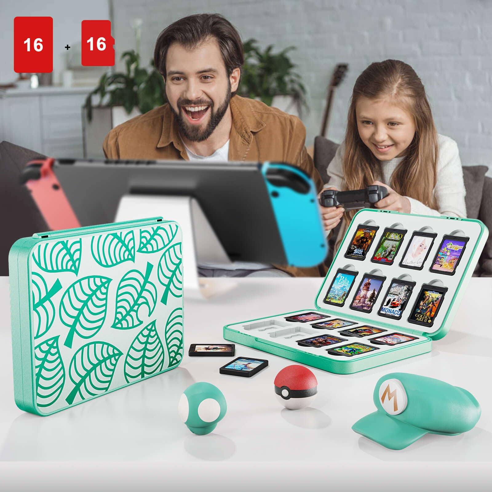 LUCYLANKER Étui de Rangement pour Jeux Switch Lite NS Peut contenir jusqu'à 16 Jeux Système de Rangement de Protection Organisateur de Cartes de Jeu Étui Rigide avec 16 emplacements (B)