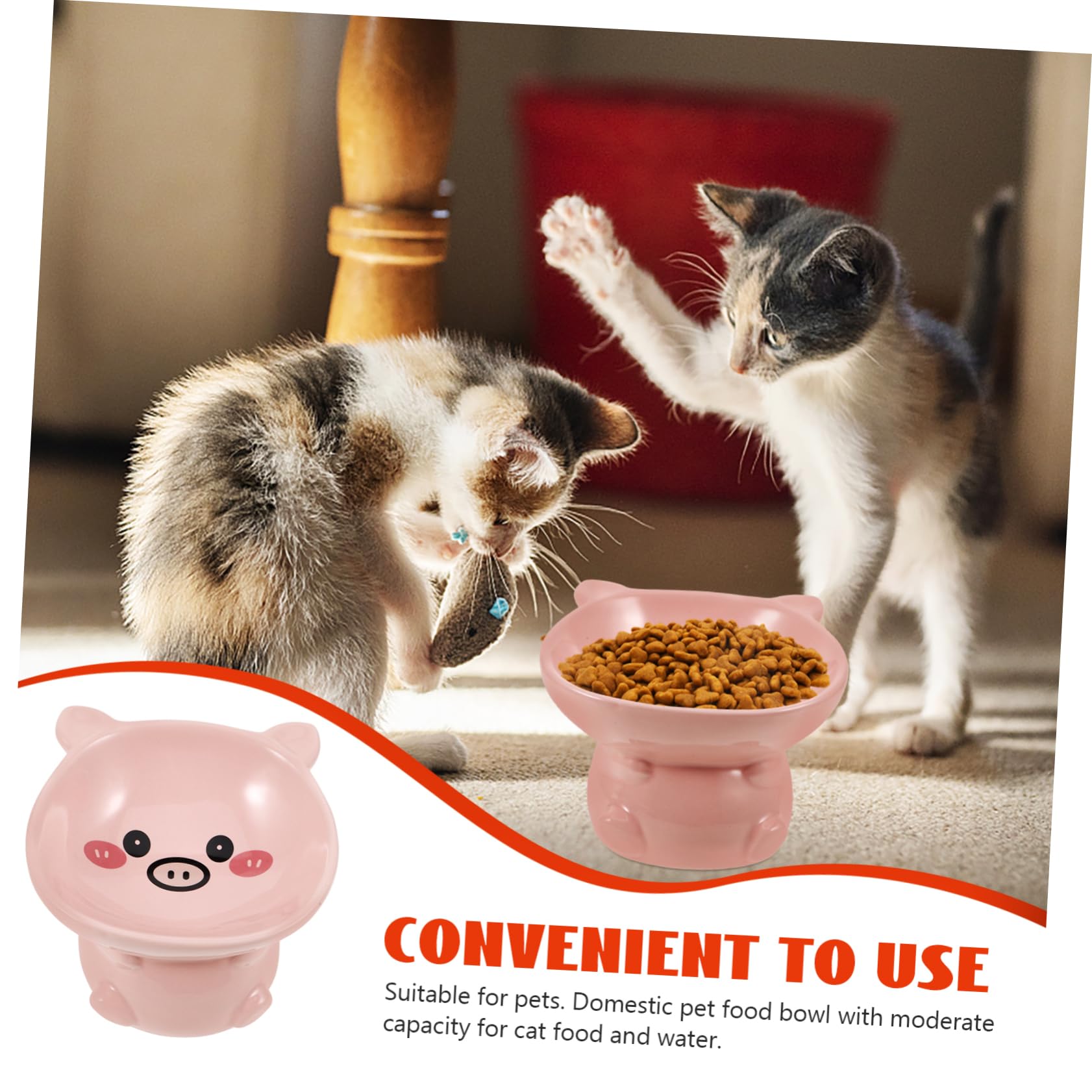 INOOMP 3piezas Comedero Elevado para Gatos De Cerámica con Base Antideslizante De Plato para Comida y Agua para Gatos De Interior y Decoración del Hogar
