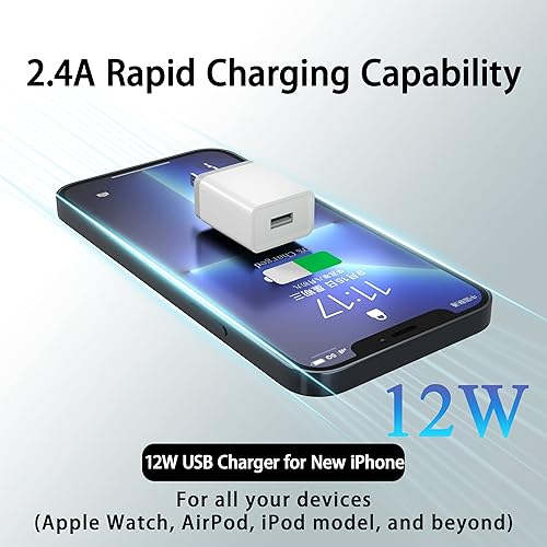 Miniatura 3 de Cube - Bloque de cargador de pared USB compatible con 12 W, paquete de 4, adaptador de corriente de 2.4A5V para iPhone 13 12 11 Pro Max SE XS XR X 8