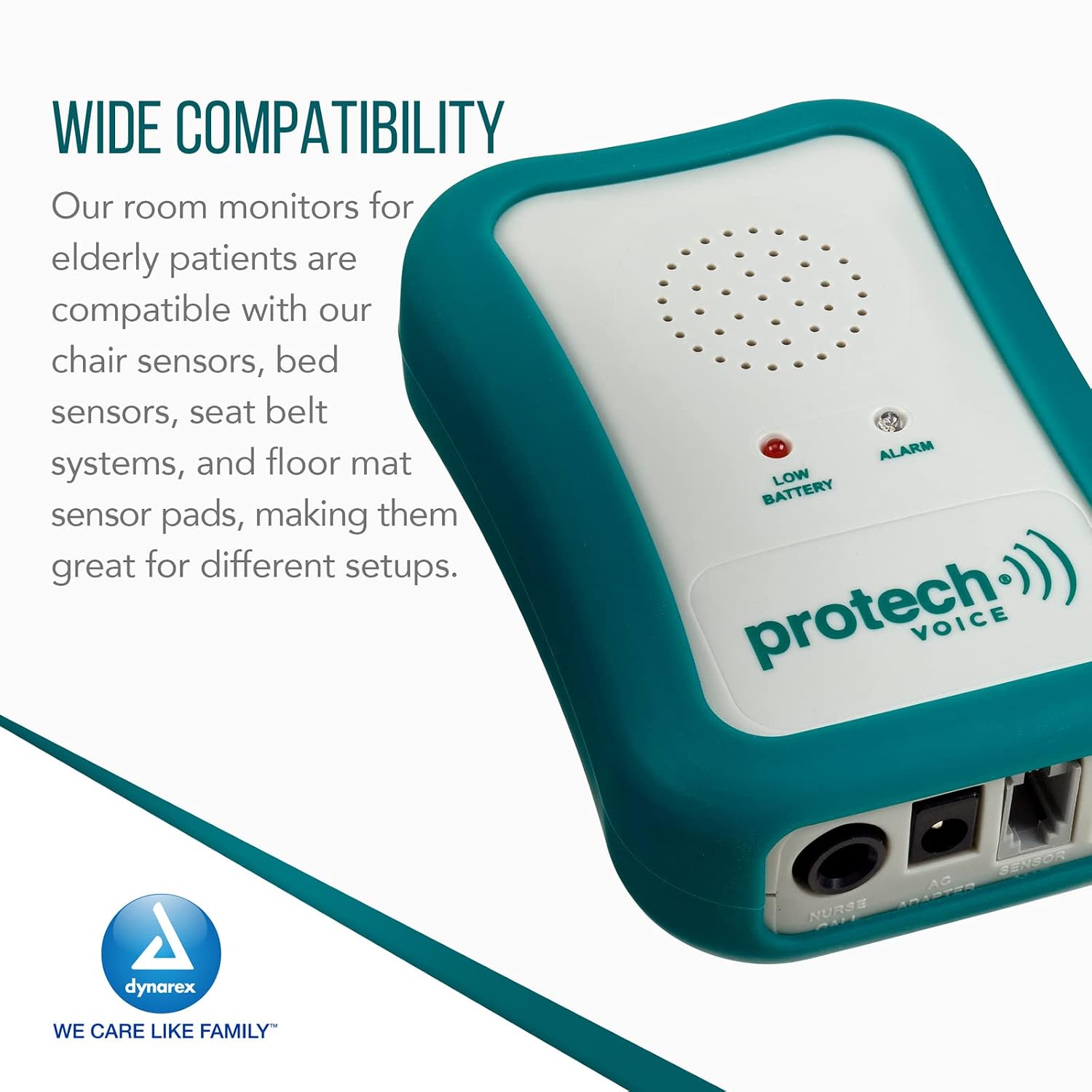 Dynarex Protech Voice Monitor - Fall Monitoring Alarms/Bed Alarms and Fall Prevention for Elderly - Medical Bed, Chair Pressure Sensitive Alarm for Caregiver - Home Care, Hospital, Hospice Equipment