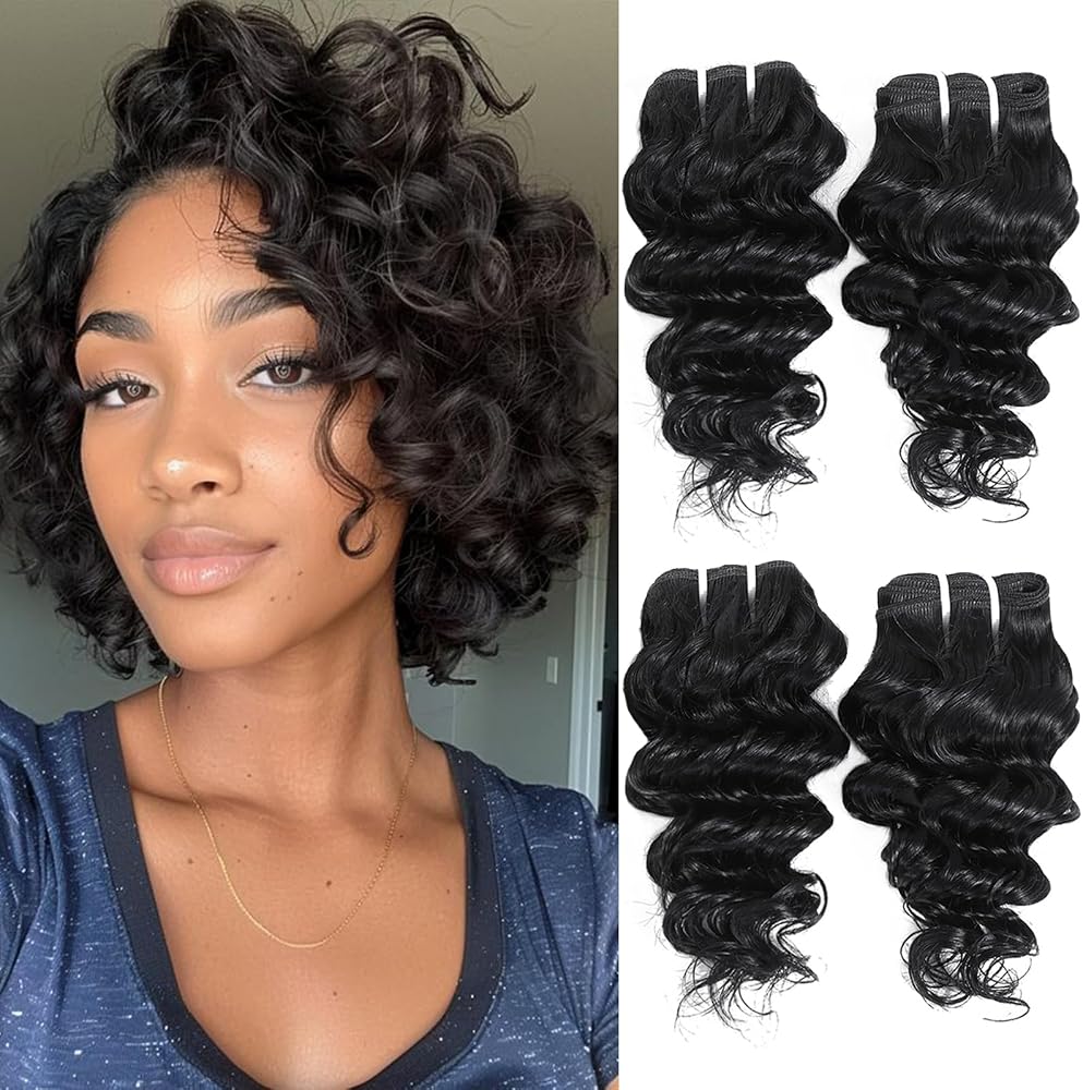 Deep Wave Bundles Human Hair 4 Bundles 12A Brazilian Virgin Human Hair 100% Unprocessed Natural Color Brazilian Hair Weave Extensions (8"8"8"8")