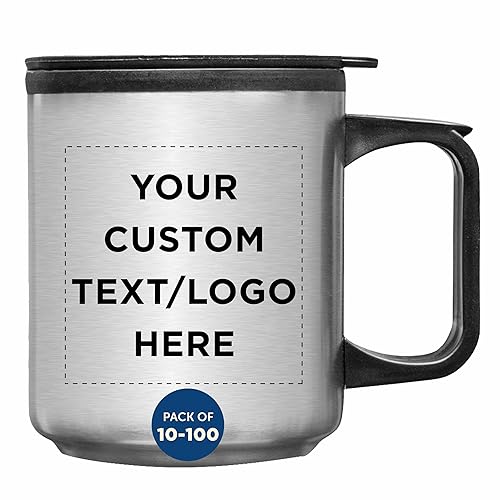DISCOUNT PROMOS Custom Stainless Steel Travel Mugs with Handle 12