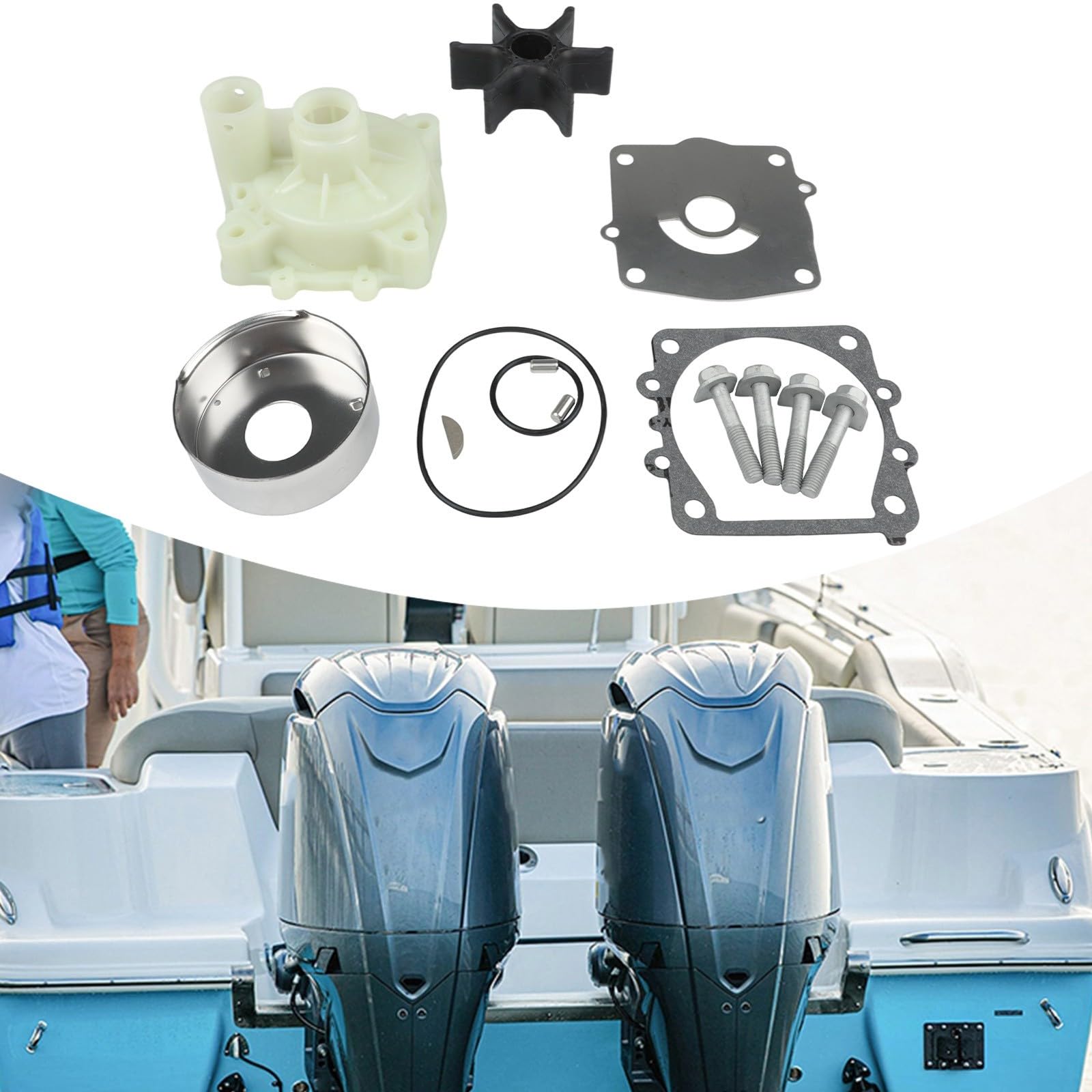 Kit Riparazione Pompa Acqua Fuoribordo 150 250 per hp Kit Riparazione | Compatibilità 150-250 per hp, flusso ottimale, previene surriscaldamento motore