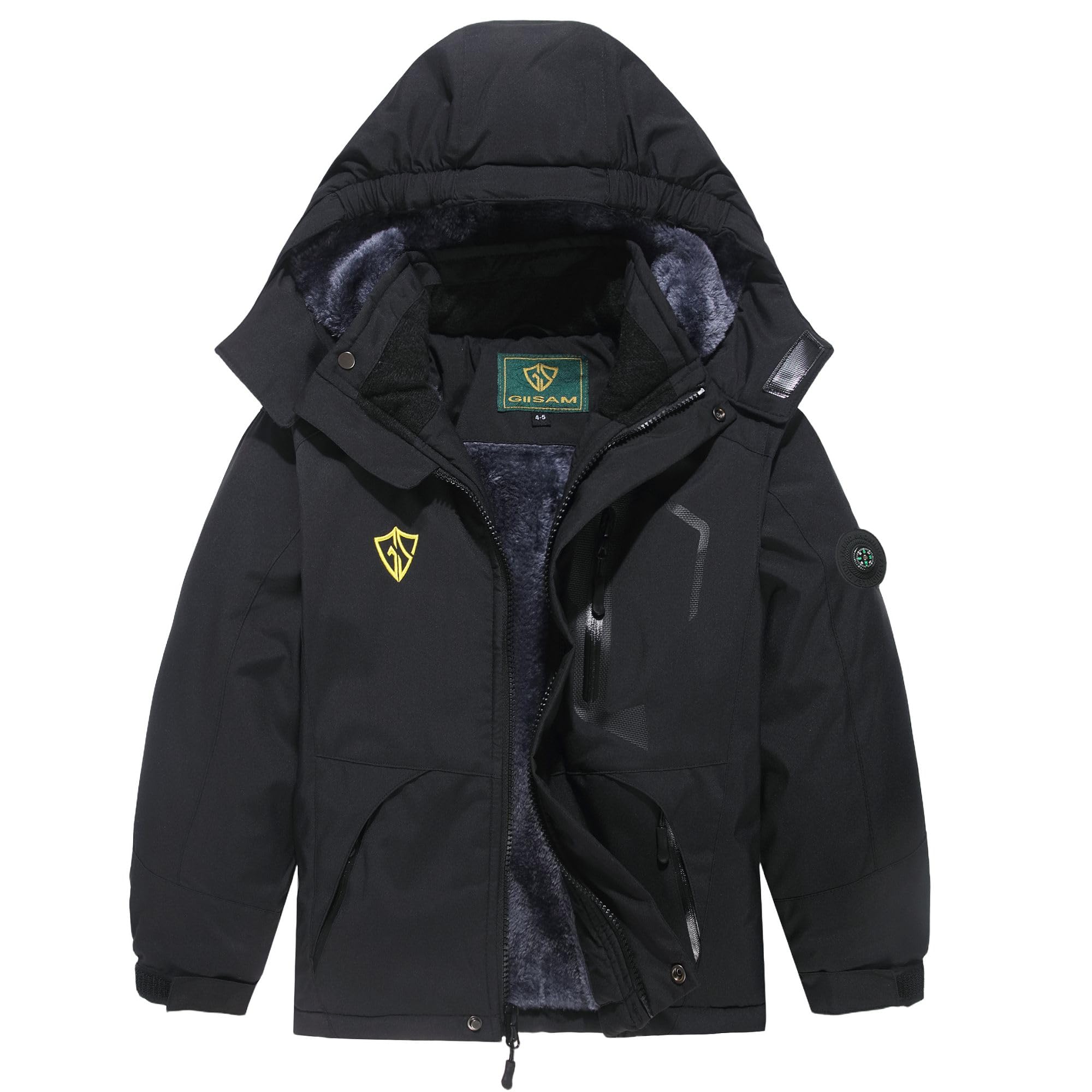 GIISAM Kids Ski Jackets for Boys & Girls Winter Fleece Hooded Snow Coat | Waterproof & Windproof, Heavy Warm Lining, Rain Snowboard Skiing Hiking Sports 4-16 Children Jackets, Smooth Zipper & Pockets