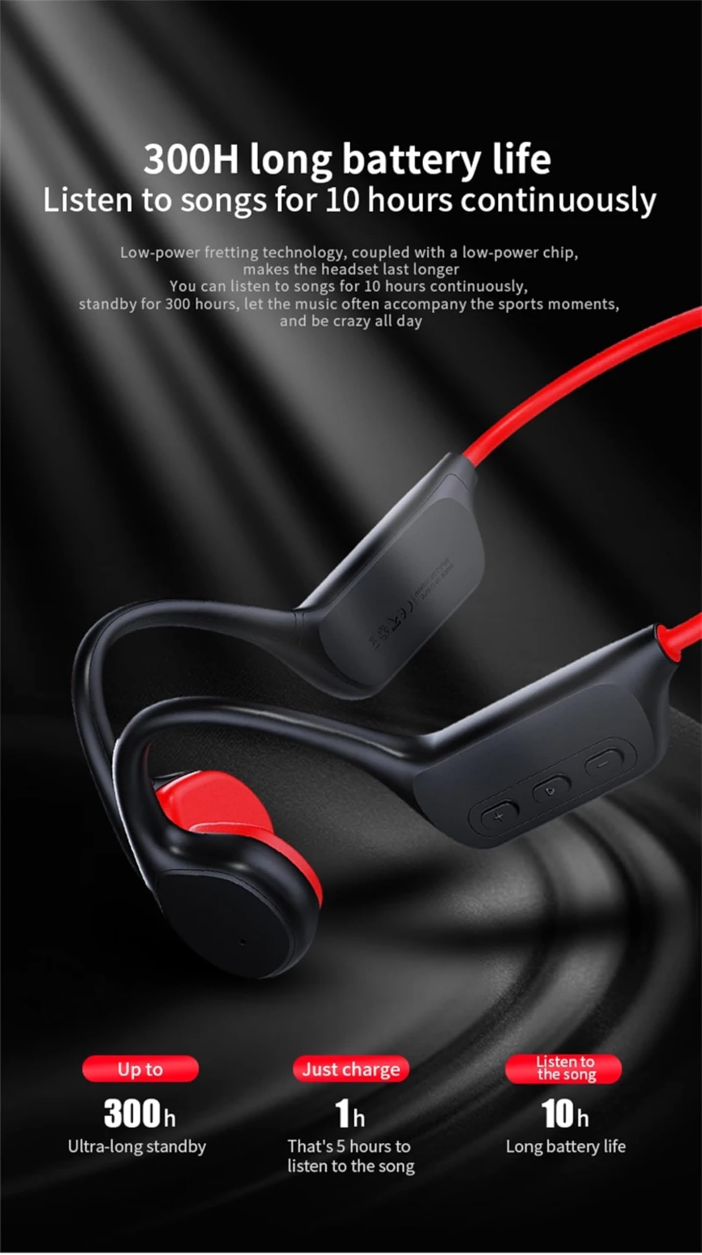 Cuffie a conduzione ossea IPX8, impermeabili, 32 GB, Bluetooth 5.3, cuffie wireless con microfono per nuoto (rosso)