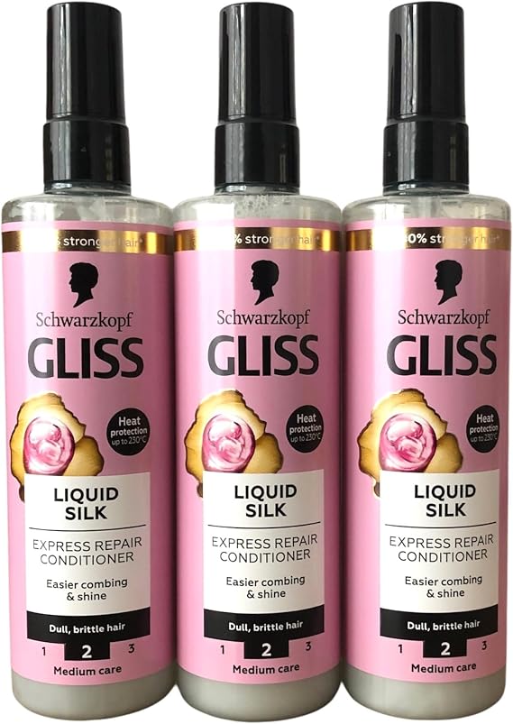 Schwarzkopf Gliss Hair Repair Liquid Silk Express Repair Conditioner 200ml- Pack of 3