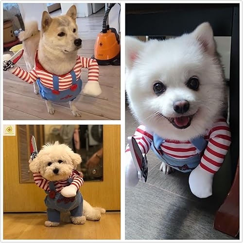 Miniatura 5 de Chucky - Disfraz divertido de muñeca mortal para perro, disfraz divertido para Halloween, Navidad, ropa de perro para perros pequeños, medianos y