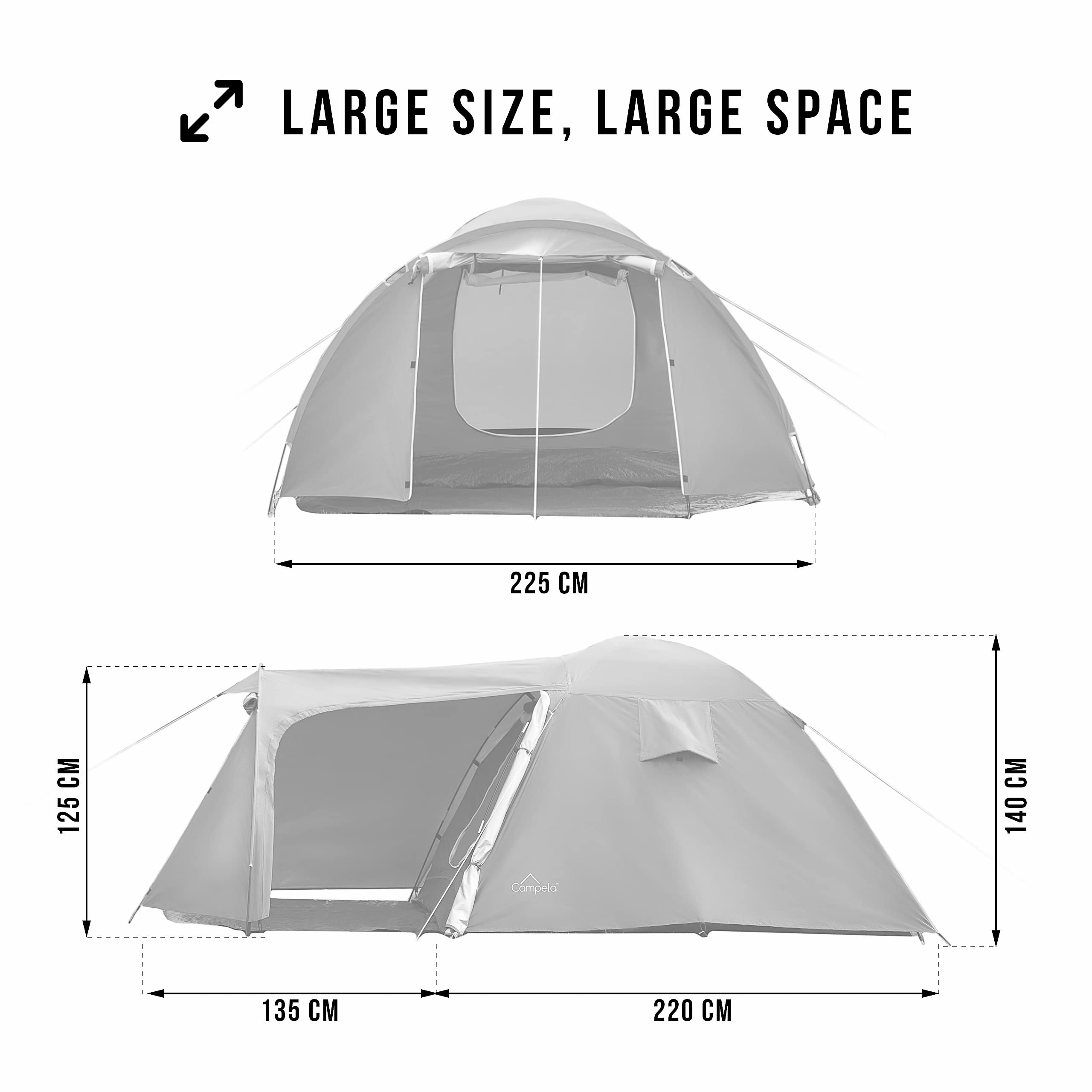Yurt Tent Kamperen 4 M Waterdichte Katoenen Canvas Tent 5-8 Personen Bell Tent met een Dik 540 g/m² PVC Grondzeil, Kachel Jack voor Winter, Winddichte Constructie, Ventilatie en Bijtvast Ontwerp | NL