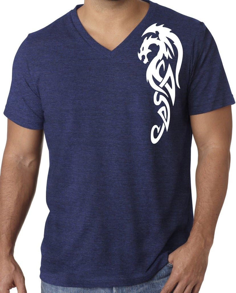 Yoga Clothing For You Mens Tribal Dragon V-Neck Tee Shirt