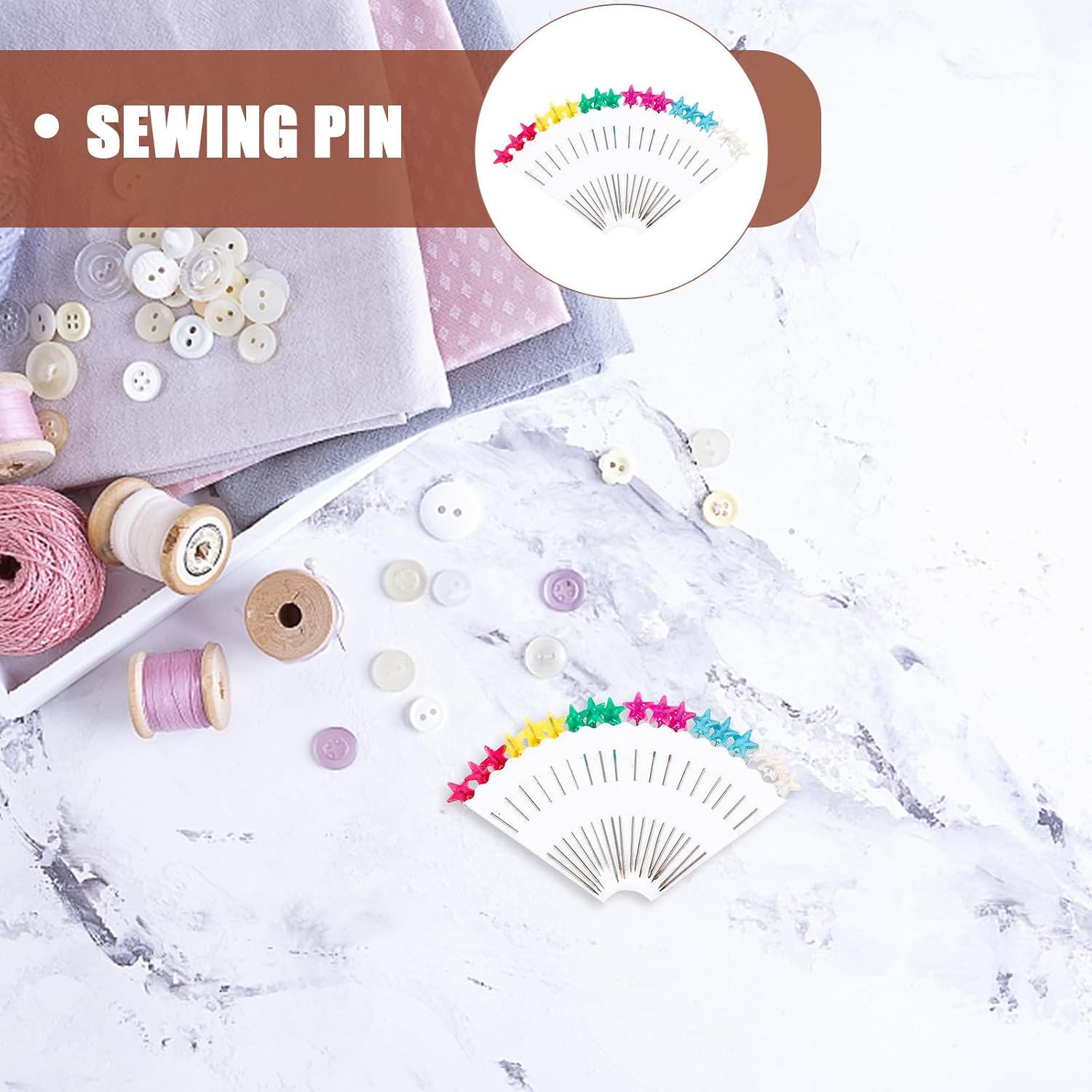 Healifty Colorful Pearlized Straight Pins, 10pcs Star-Shaped Large Head Rust-Resistant Sewing Pins for DIY Crafts, Embroidery, Corsage, and Wedding Bouquet Decoration