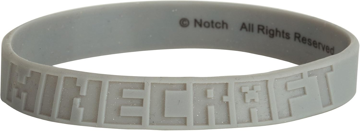 JINX Minecraft Diamond Ore Rubber Bracelet, Gray, Large