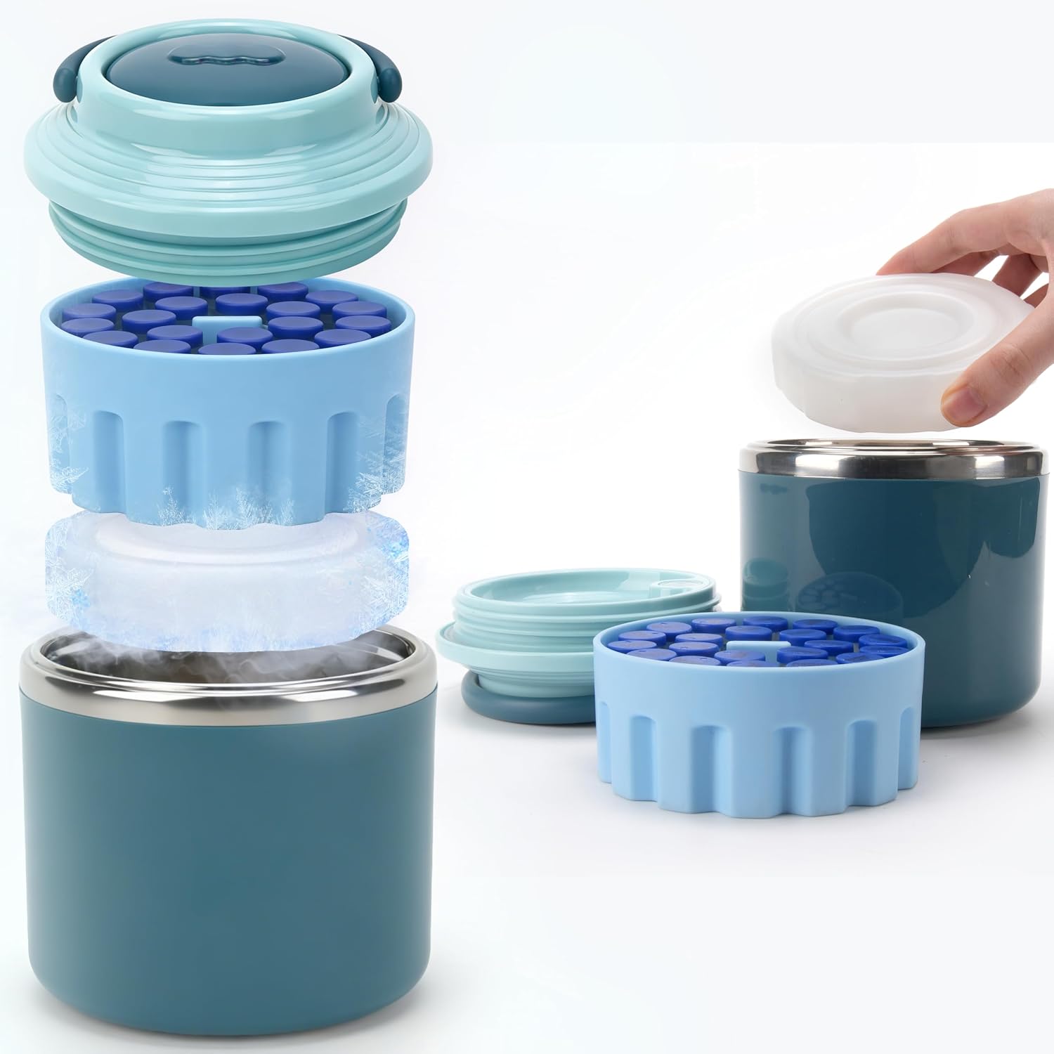 3ml Vial Storage Insulated Cooler Cup, Long-Lasting Cooling Peptide & Diabetic Medication Set, Portable Travel Medicine Holder with Ice Pack, Holds 21 Vials, Blue(No Vials Included)