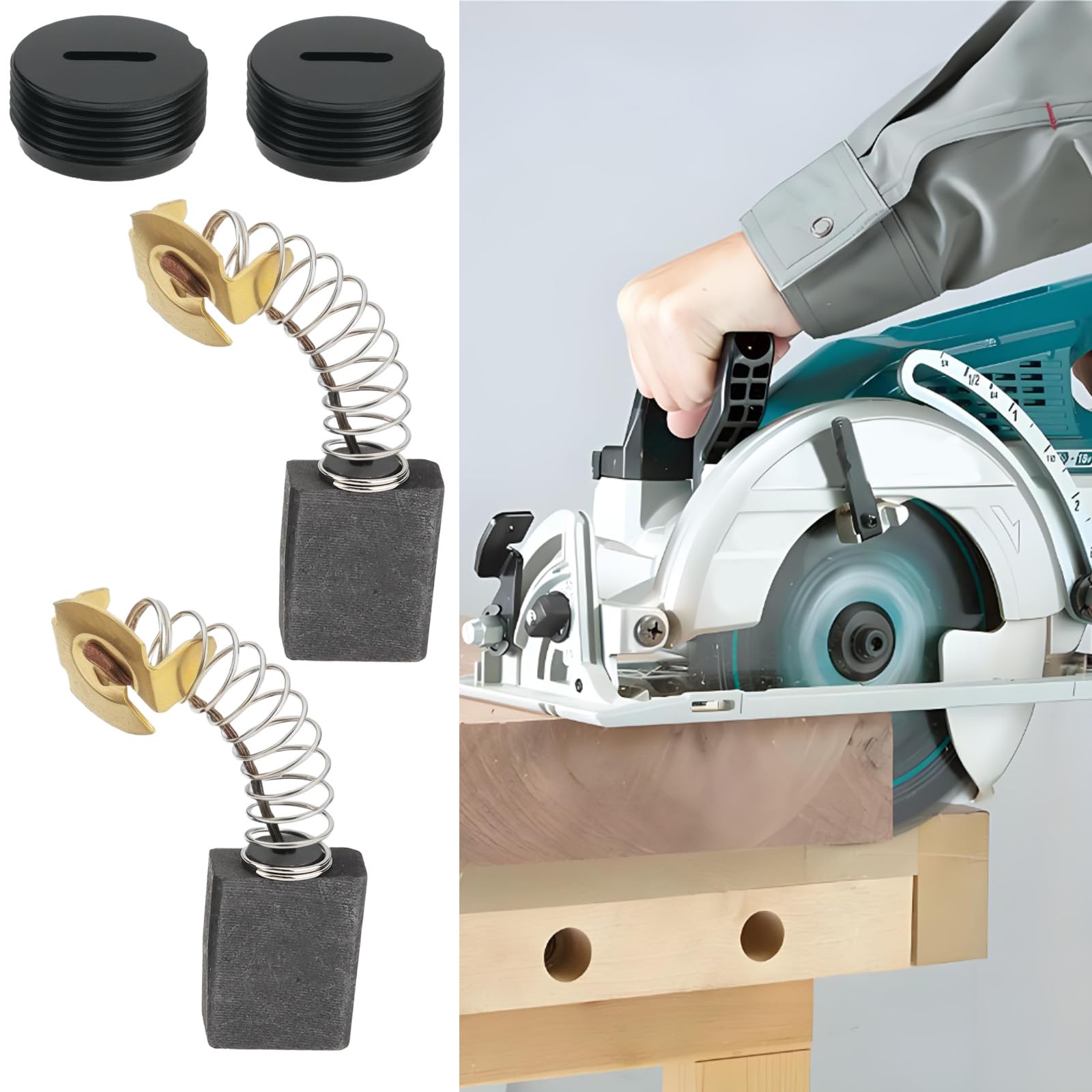 OTOTEC 1 Set Carbon Brush CB-154 & Housings and Caps Set Replacement Part CB152 CB153 Carbon Brush Set Compatible with Makita 5007F Circular Saw - Image 2